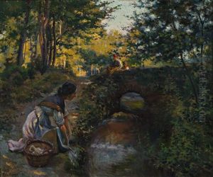 Lavandera En Un Rio by Juan Baixas-Garrate