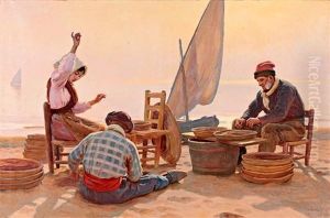 Pescadores En La Playa by Dionisio Baixeras y Verdaguer