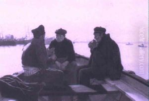 Three Fishermen In A Boat by Dionisio Baixeras y Verdaguer