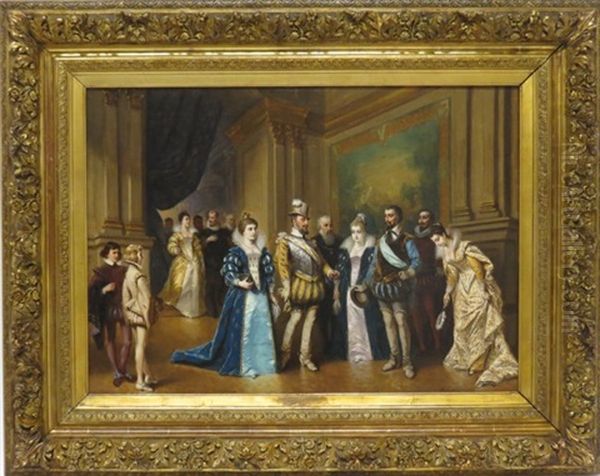 Interior With French Courtiers Greeting King Henry Iv And His Queen - view 1