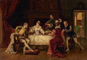 Frohliche Gesellschaft Mit Lautenspieler by Ladislaus Bakalowicz