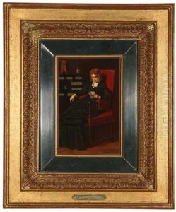 Woman Seated Reading A Letter Before An Ebonized Chinese Cabinet Woman Seated Reading A Letter Before An Ebonized Chinese Cabinet