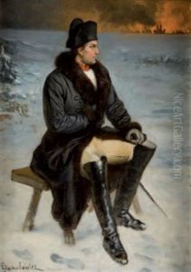 Napoleon Regardant Moscou Bruler