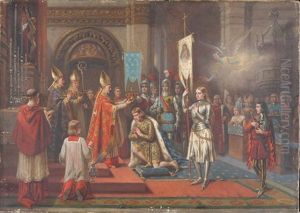 Die Kronung Karls Vii. In Der Kathedrale Zu Reims by Ladislaus Bakalowicz