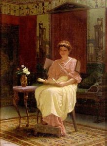 A Lady Reading In A Pompeian Interior