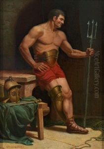 Portrait Eines Gladiatoren Mit Dreizack by Stephan Vladislavovich Bakalowicz