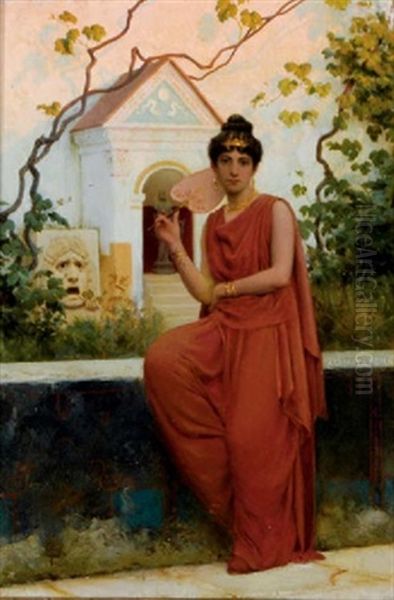 Seated Woman In A Red Dress - view 1