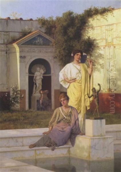 Deux Femmes En Drapee Dans Un Decor A L'antique - view 1