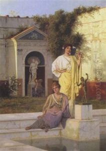 Deux Femmes En Drapee Dans Un Decor A L'antique by Stephan Vladislavovich Bakalowicz