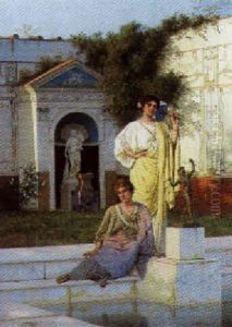 Deux Praticiennes Dans Un Jardin Antique