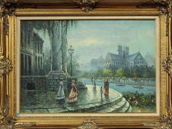 Ladies Walk By The Seine - view 1