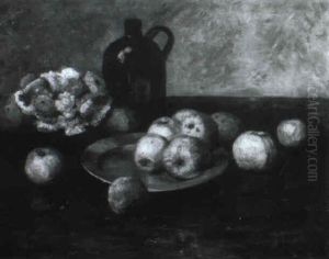 Stilleben Mit Apfeln Und Herbstblumen by Gerhard Bakenhus