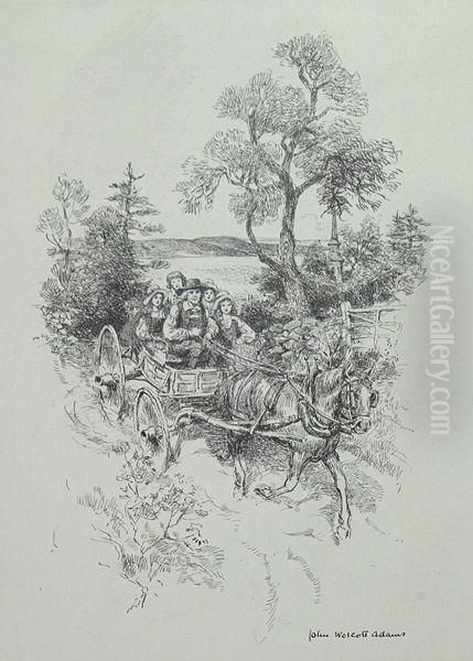 Family Traveling By Buckboard. - view 1