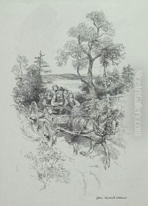 Family Traveling By Buckboard. by John Wolcott Adams