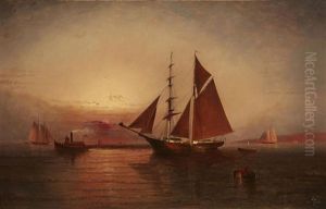 Harbor Scene At Twilight by Elisha (Taylor) Baker