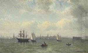 View Of New York Harbor, 1877 by Elisha (Taylor) Baker