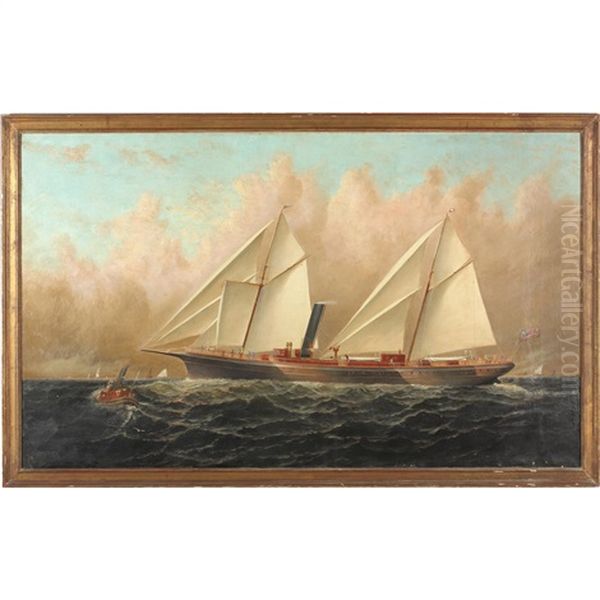 Steam & Sail Merchant Ship - view 1
