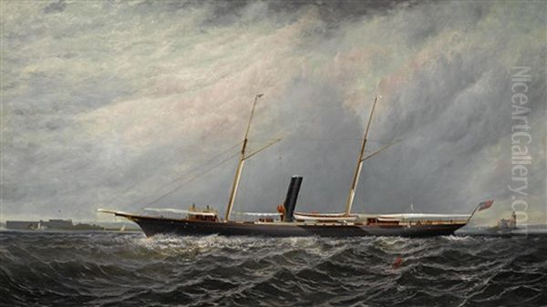 The Yacht Stranger Of The New York Yacht Club Off Execution Lighthouse - view 1