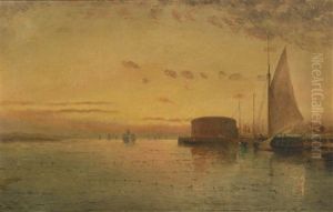 Ferry Arriving, Castle Clinton, New York Harbor by Elisha (Taylor) Baker