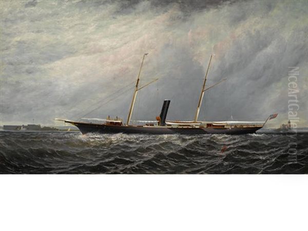 The Yacht Stranger Of New York Yacht Club Off Execution Lighthouse - view 1