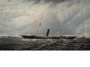 The Yacht Stranger Of New York Yacht Club Off Execution Lighthouse by Elisha (Taylor) Baker