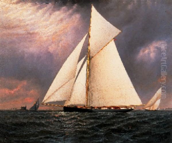 The Seawanhaka Corinthian Yacht Club Cutter "bedouin" Off Execution Rocks Lighthouse - view 1