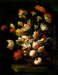 Still Life Of Flowers In An Urn by John Baker
