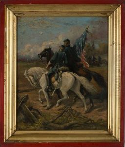Ulysses S. Grant And Union Cavalry Carrying The Stars And Stripes by Joseph E. Baker