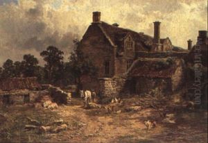 A Farmyard Scene by Samuel Henry Baker