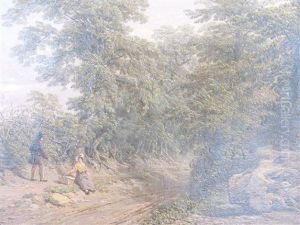 Figures On A Woodland Track