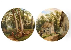 Birdingbury, Warwickshire (+ Figures On A Path Beside Trees; Pair)