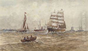 A Square-rigger And Other Shipping On The River A Square-rigger And Other Shipping On The River