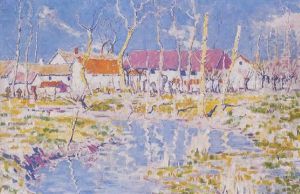 French Farmhouses, Decorative Landscape by Arthur Baker-Clack