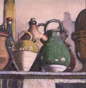 Earthenware Vessels On A Shelf