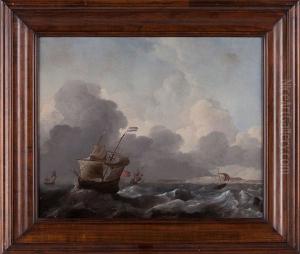 A Dutch Man-o'-war And Other Shipping In Choppy Waters - view 1