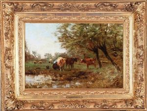 Milkmaid With Cattle Beside A Pond by Alexander Hieronymus Bakhuyzen