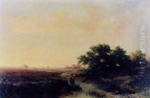 Abendlandschaft Mit Figurenstaffage by Alexander Hieronymus Bakhuyzen