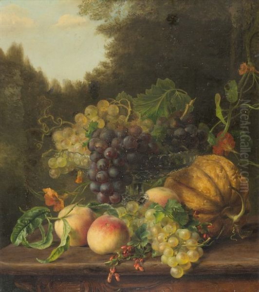 Stillleben Mit Fruchten - Im Hintergrund Eine Landschaft - view 1