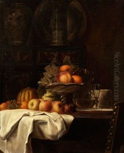 Stilleben Mit Pfirsichen Und Trauben by Gerardina Jacoba van de Sande Bakhuyzen