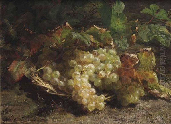 White Grapes In A Wicker Basket - view 1