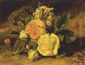 A Still Life With Roses by Gerardina Jacoba van de Sande Bakhuyzen