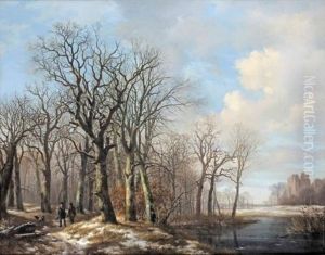 Hunters In A Landscape by Hendrik van de Sande Bakhuyzen
