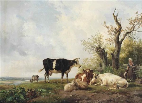 A Shepherdess With Her Flock - view 1