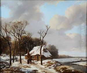 Winter Day With Two Firewood Collectors