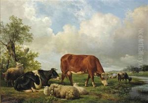Resting Cattle In A Meadow by Hendrik van de Sande Bakhuyzen