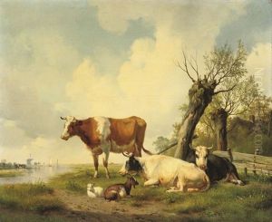 Cattle On The Waterfront by Hendrik van de Sande Bakhuyzen