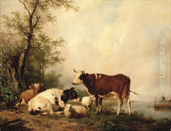 Cattle In A River Landscape - view 1