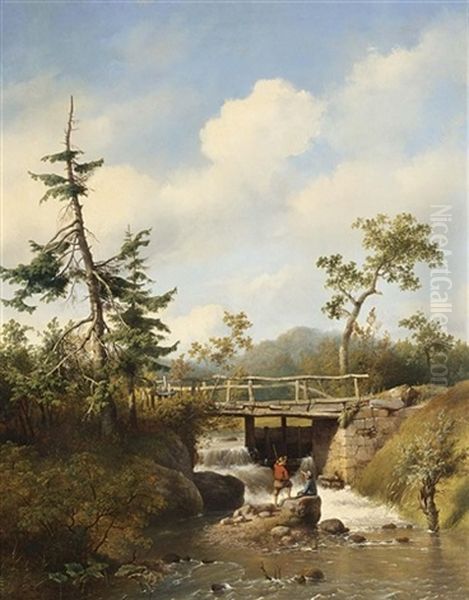 A Forest View With Figures By A Stream - view 1