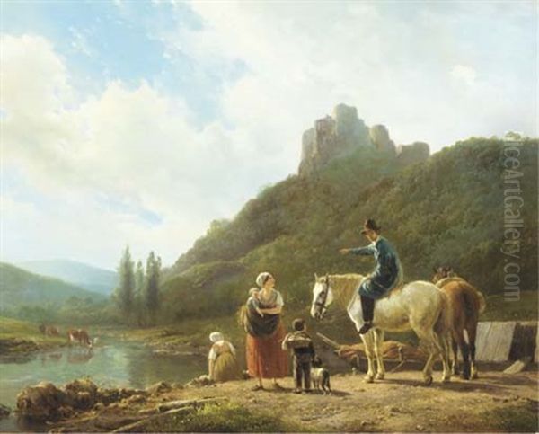 Peasants By The Waterside In A Wooded Valley - view 1