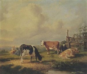Cows In A Landscape by Hendrik van de Sande Bakhuyzen